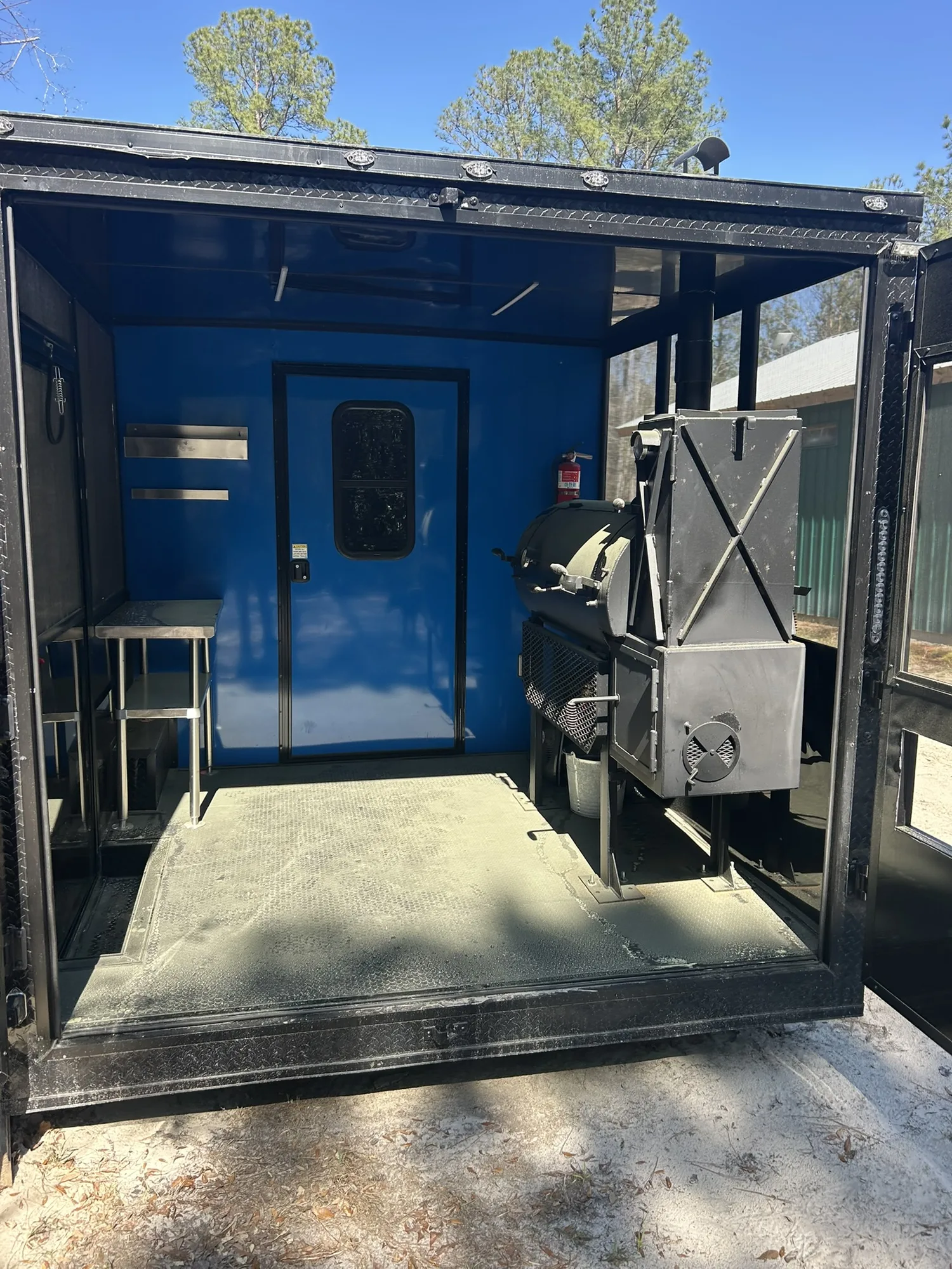 Inside the Smokin' Bull food truck prep area