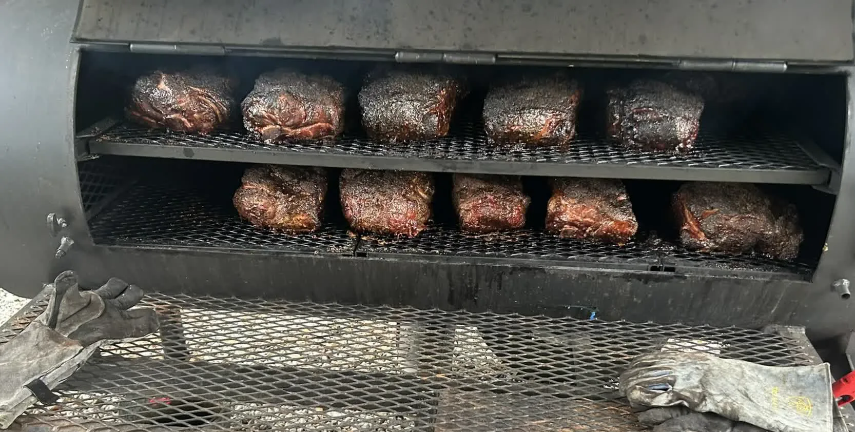 Pork butts on the Lang smoker