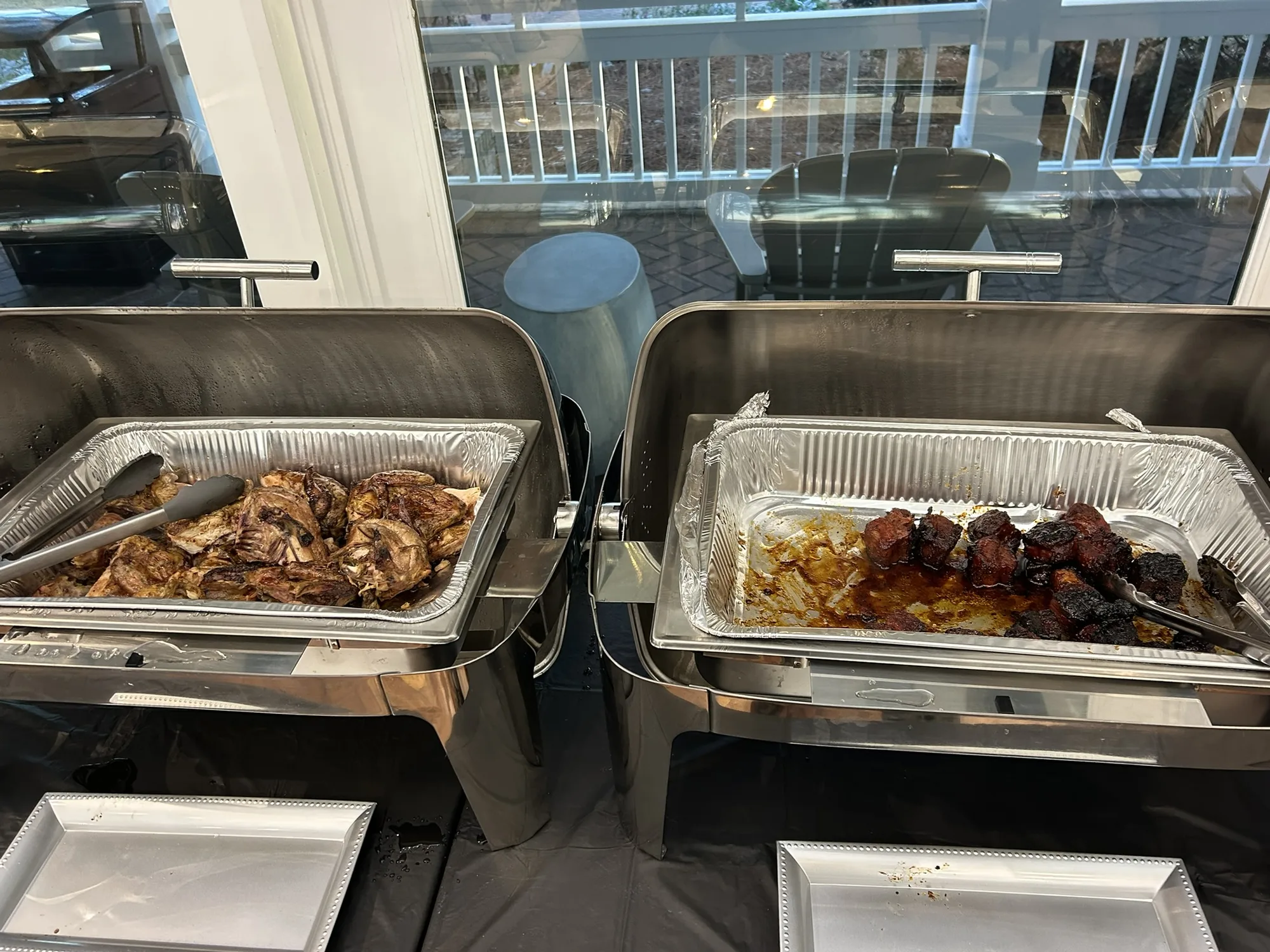 Pulled pork and chicken at a private event buffet